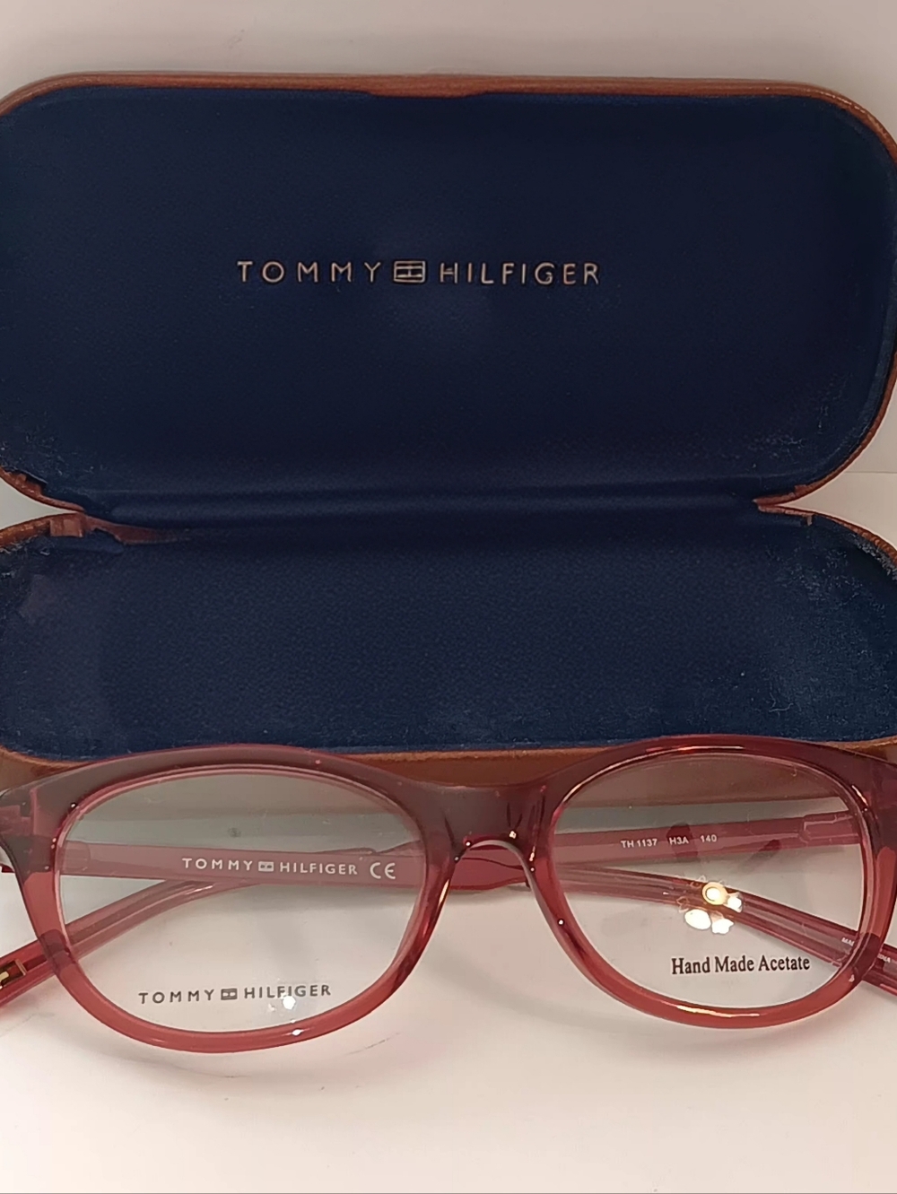 New Tommy Hilfiger Eyeglass Frames TH1137 H3A Red Womens 50/17/140 Logo Preppy